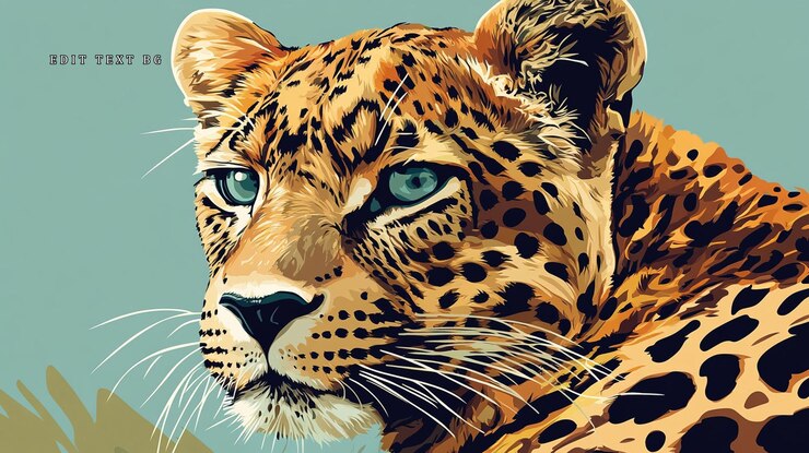 PSD closeup portrait of a majestic leopard with piercing blue eyes detailed fur and intense gaze