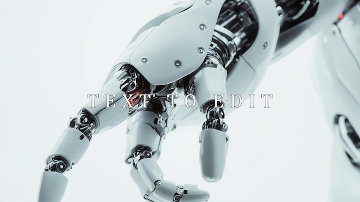 PSD closeup of a robotic hand with intricate mechanical details poised in a grasping gesture against a bright white background