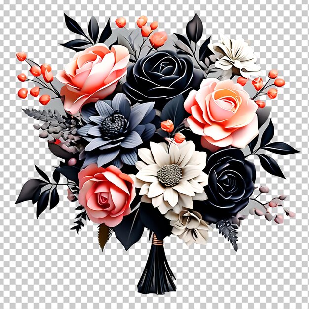 PSD closeup of rose bouquet against png background