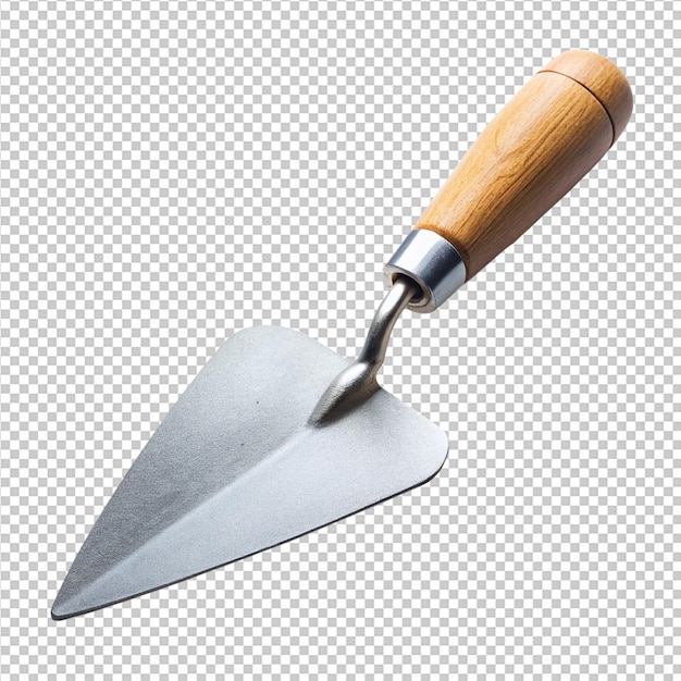 a closeup shot of a cement trowel with a wooden