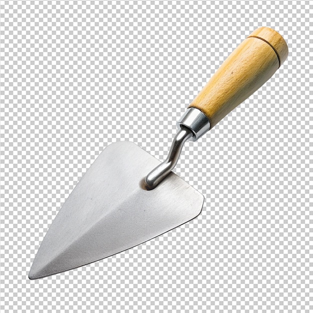 a closeup shot of a cement trowel with a wooden
