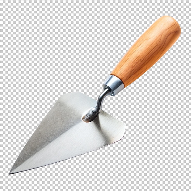 a closeup shot of a cement trowel with a wooden