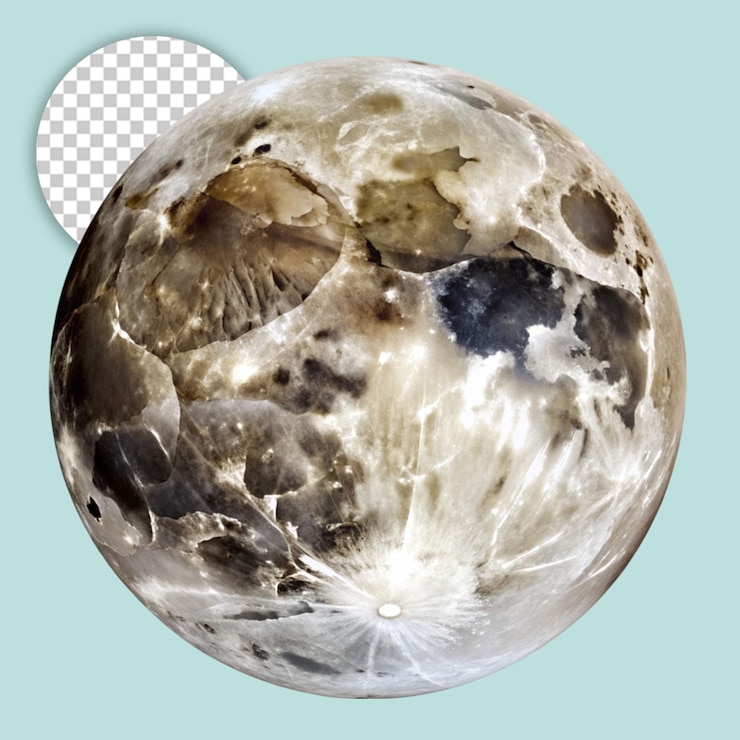 PSD closeup shot of the moon isolated on transparent background