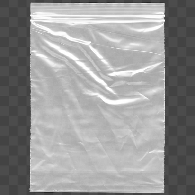 closeup shot of a transparent sealed plastic bag isolated on a transparent background