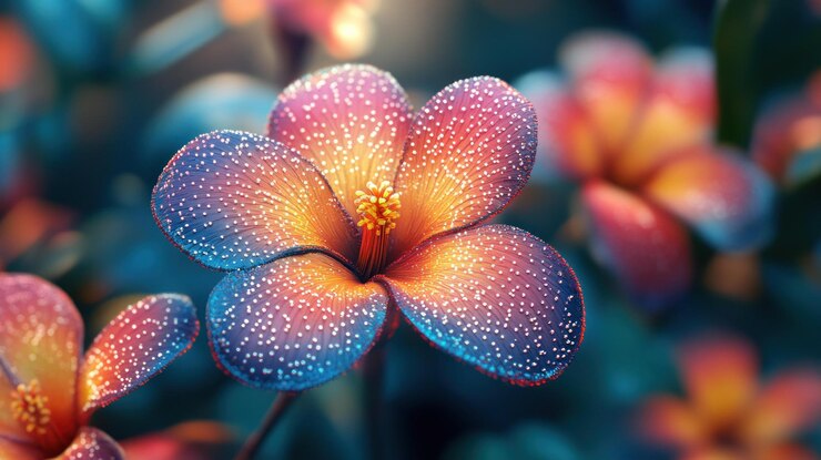 PSD a closeup shot of a vibrant colorful flower with a blurred background