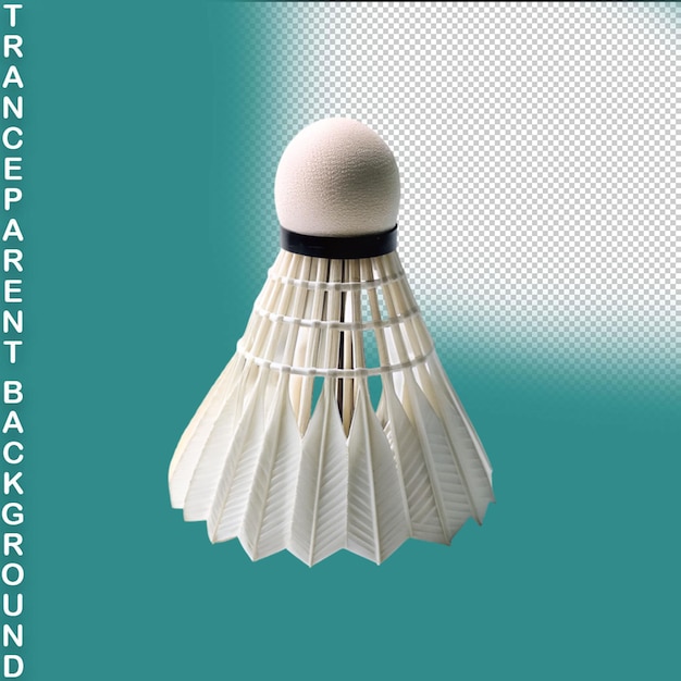 Closeup of shuttlecock on transparent background