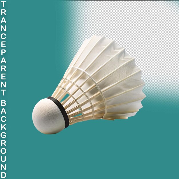 Closeup of shuttlecock on transparent background