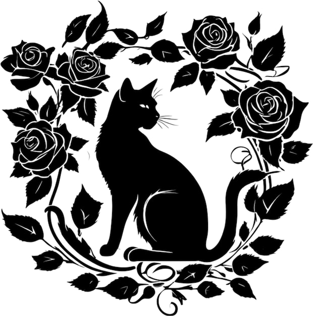 PSD closeup silhouette of a black cat aigenerated
