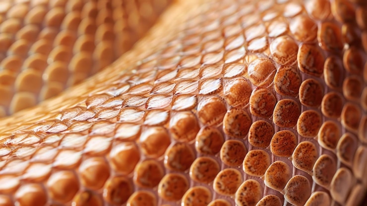 PSD closeup of smooth orange snake scales with detailed texture