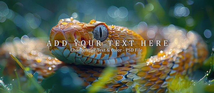 PSD closeup of a snake with dew drops