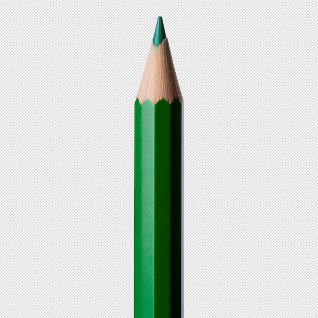 PSD closeup and top view of green pencil without background