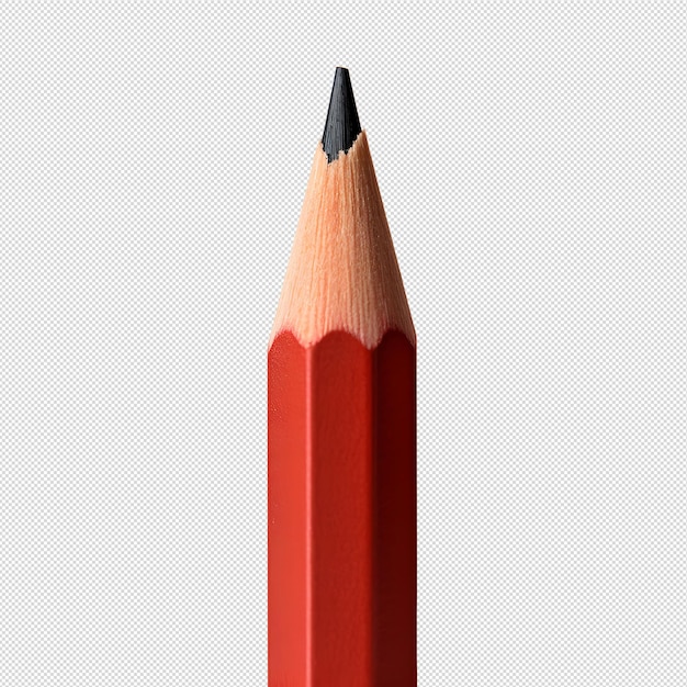 PSD closeup and top view of red pencil without background