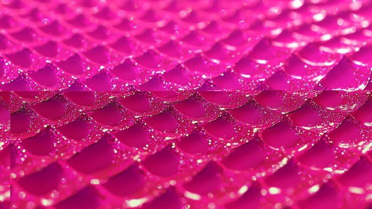 PSD closeup of vibrant pink glittering textured surface with repeating scale pattern