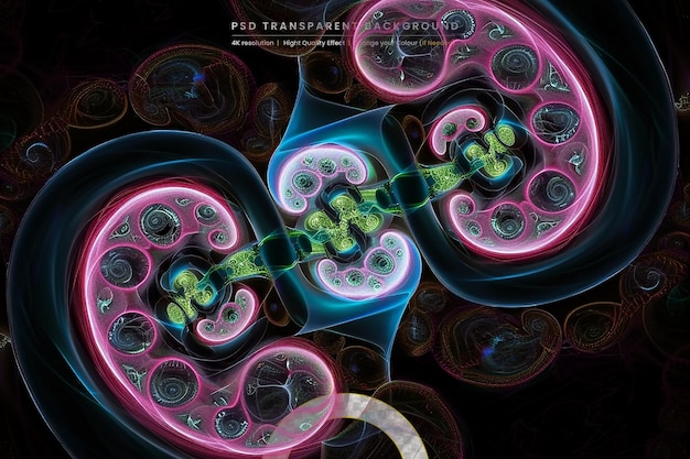 PSD a closeup view of cells dividing and replicating through mitosis on transparant background