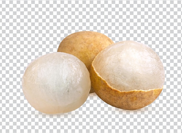 Closeup view of longan isolated on white backgroundFruit premium PSD photo