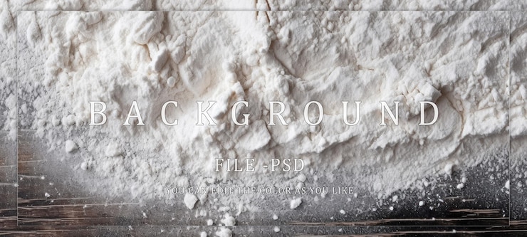 PSD closeup of white flour on wooden surface