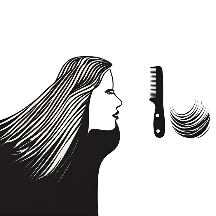 closeups of a black hair cut symbol