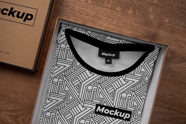 Clothes in gift box mockup