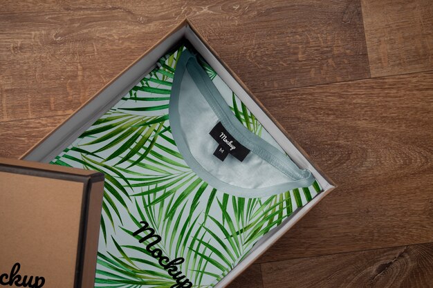 PSD clothes in gift box mockup