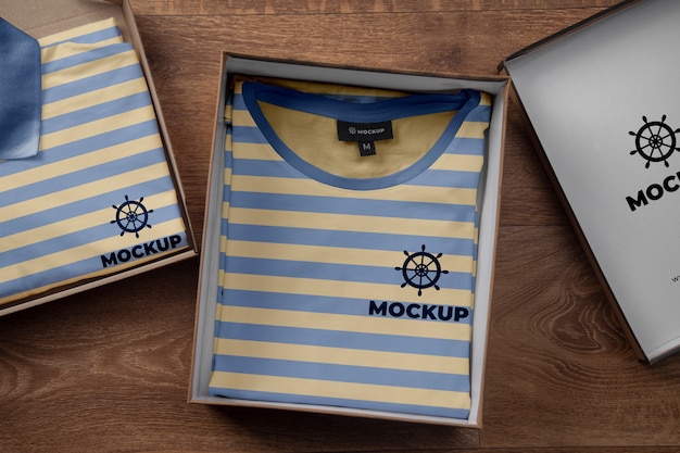 Clothes in gift box mockup