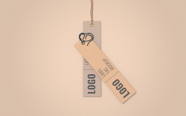 PSD clothes label tag mockup top view