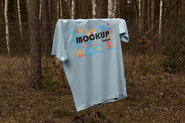 PSD clothes mockup hung outdoors