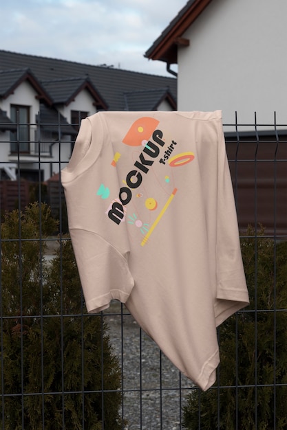 PSD clothes mockup hung outdoors