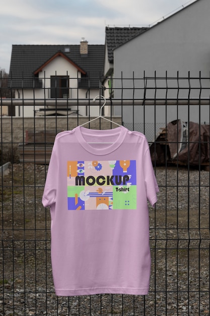 Clothes mockup hung outdoors