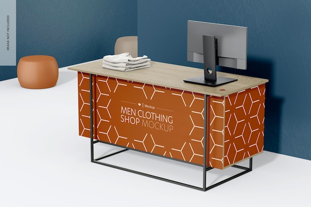 clothes shop counter mockup side view
