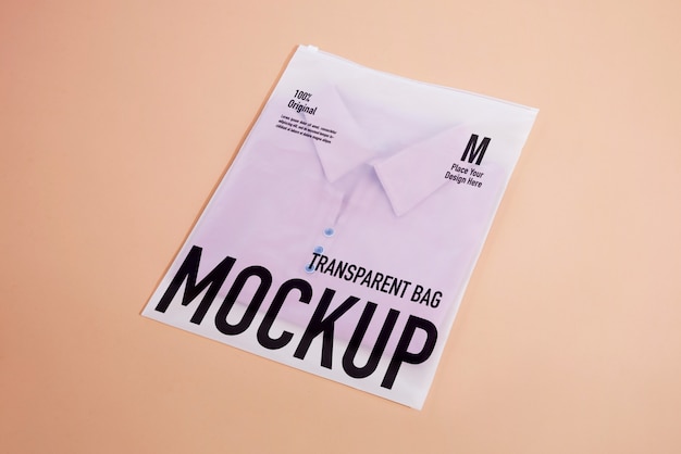 clothes in transparent bag mockup design
