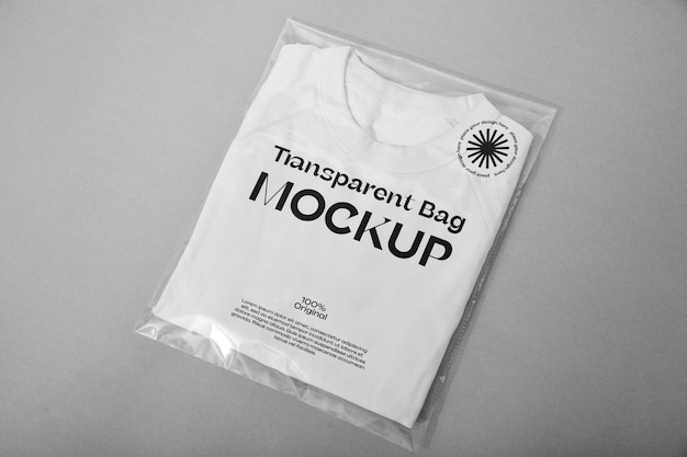PSD clothes in transparent bag mockup design