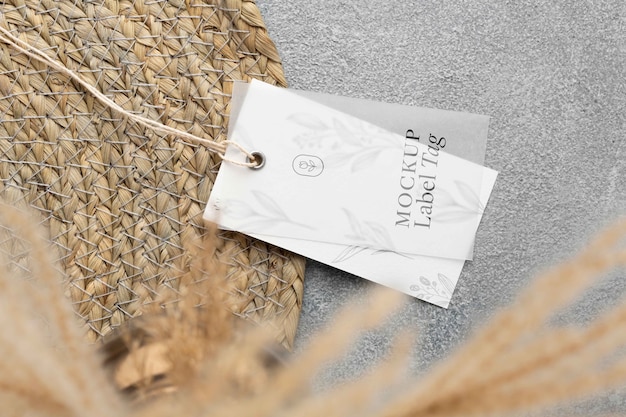 PSD clothing label mock-up with jute pad