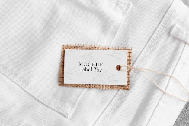 PSD clothing label mock-up with textile fabric