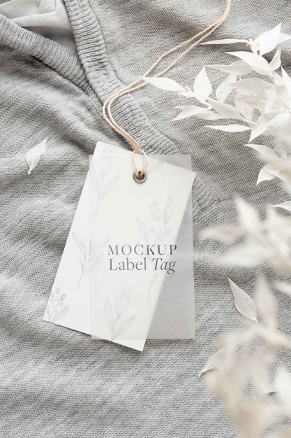 Clothing label mock-up with textile fabric