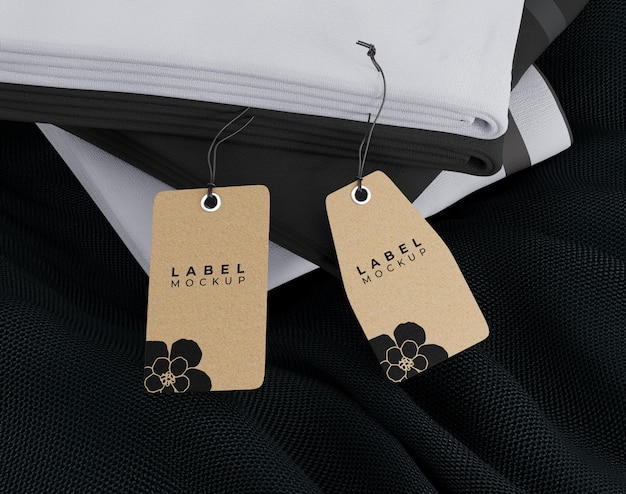 PSD clothing mockup tag on fabric