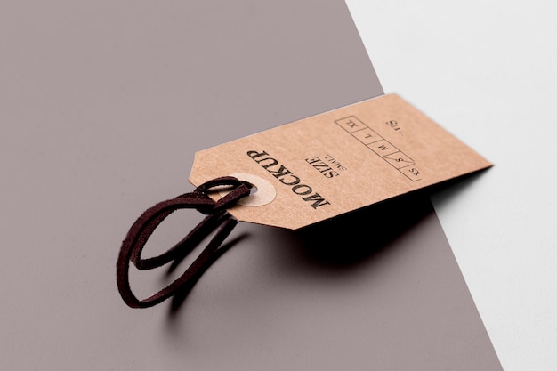 PSD clothing size tag mock-up and shadows