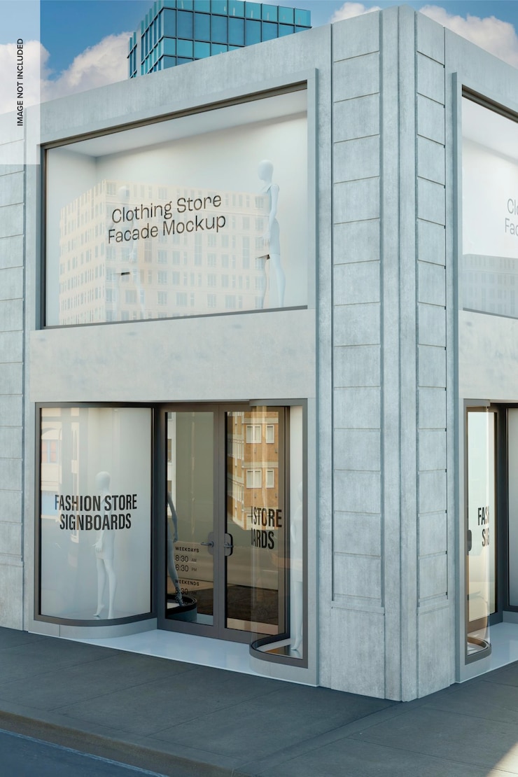 PSD clothing store facade mockup