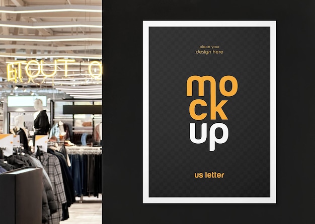 PSD clothing store wall poster mockup psd template