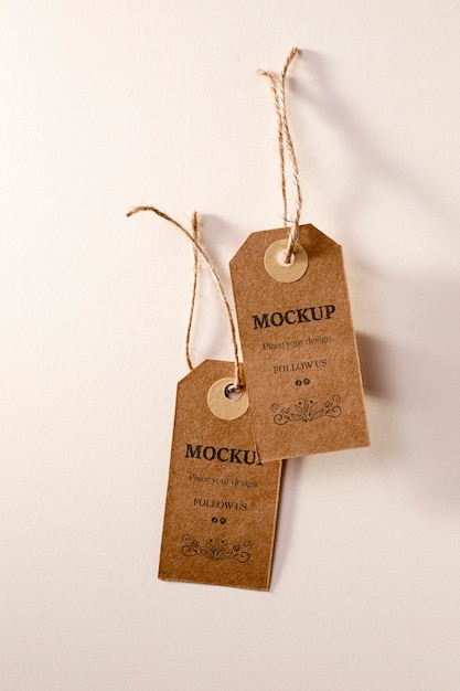 Clothing tag mock-up hanging