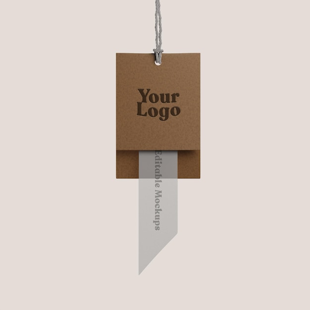 clothing tag mockup with your logo and a transparent insert
