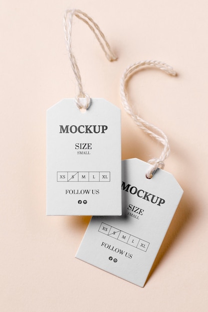 PSD clothing white size tag mock-up