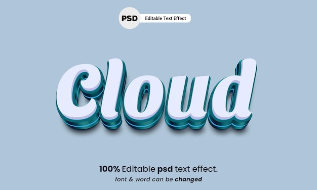 Cloud 3d editable psd cloud text effect