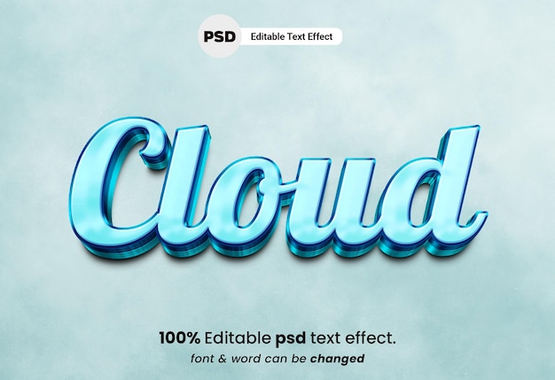 PSD cloud 3d editable psd text effect