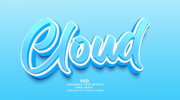 Cloud 3d edytowalny efekt tekstowy szablon Photoshop PSD