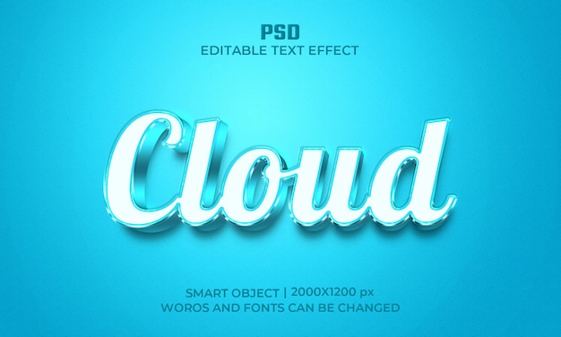 Cloud 3d photoshop editable text effect With Background