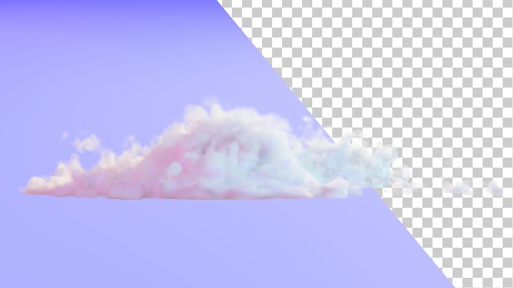 PSD cloud 3d rendering fluffy cloud on a transparent background realistic pink cloud design element
