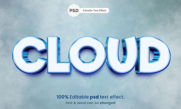 Cloud 3d text effect editable psd text effect