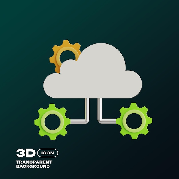 Cloud Algorithm 3D Icon PNG Template