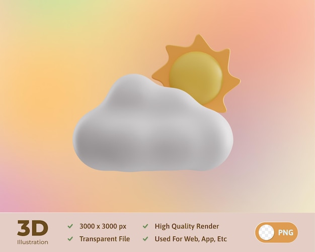 雲と太陽 春 3d イラスト