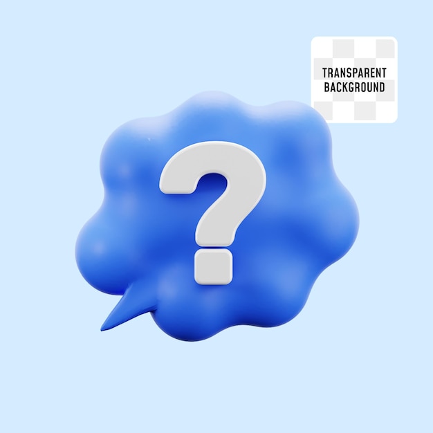 PSD cloud bubble chat message with question mark symbol for think solution psychology mental health 3d icon illustration render design